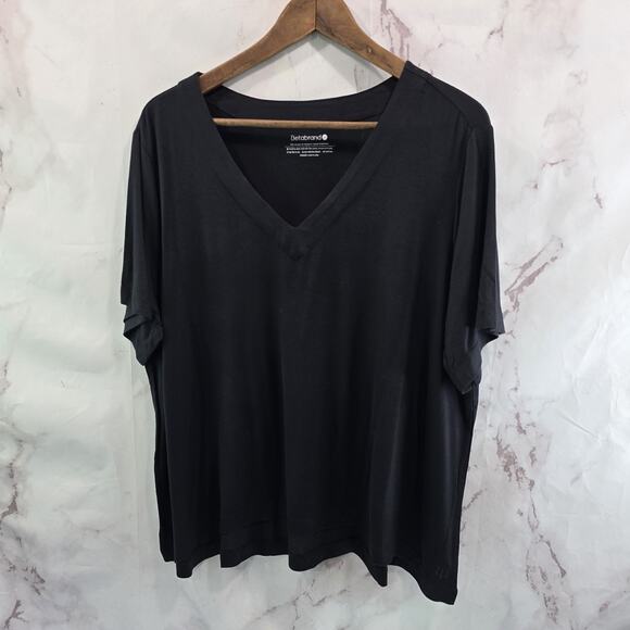 Betabrand T Shirt Womens 2X Black Essential V Neck Short Sleeve Tee Lightweight - Picture 1 of 8